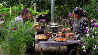 🌄 Rustic Azerbaijani Breakfast: Fresh Bread & Village Delights 🍞✨