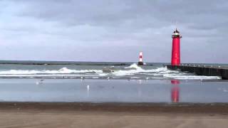 High Waves at Kenosha Lighthouse