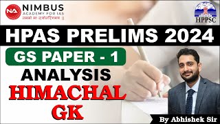 HPAS Prelims 2024 | Paper Analysis(Himachal GK) | Expected Cut-Off | GS | Nimbus Academy #hpas2024