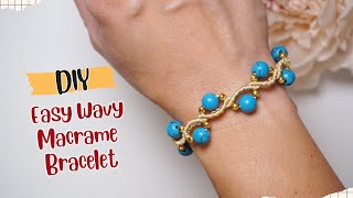 DIY Easy Macrame Wavy Bracelet with Beads