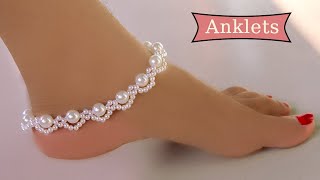 How to make Anklets (পুতির পায়েল ) - Jewelry Making  / Beaded Anklets / Reya Handicraft