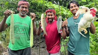 প্রথমবার ভাইয়ের  বাড়িতে গিয়ে বড়ঁশি দিয়ে মাছ ধরে ও দেশি মুরগি দিয়ে জমিয়ে ভুরিভোজ !!!