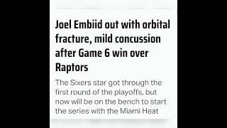 Joel Embiid out indefinitely for game 1 vs Heat #nba #breakingnews #subscribe #joelembiid