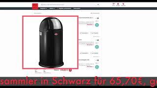 Schnäppchen/Billiger des Tages 24.10.23 - Wesco Pushboy 50 Liter Abfallsammler in Schwarz