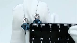 Серебряные серьги AQUAMARINE с фианитом и турмалином А4742888А