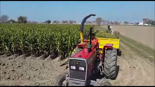 Single Row Maize Chopper making silage: Cattlekit Pakistan http://www.cattlekit.com.pk -0300-8435284