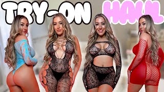 TRANSPARENT BODYSTOCKING TRY ON Haul with Mirror View!  | Jessie Sims