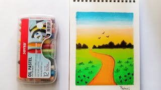 Pemandangan Senja Mudah Banget Buat Pemula | Oil Pastel isi 12