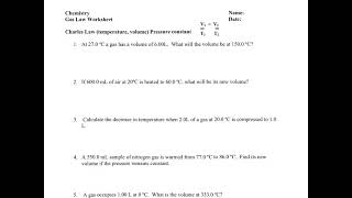 Gas Laws Wrksht Homework Help #JayChem