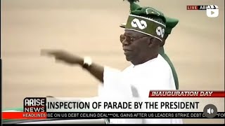 President Bola Tinubu inspects the parade after his swearing-in