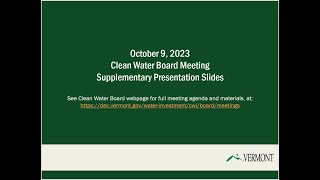 Clean Water Board Meeting October 9, 2023