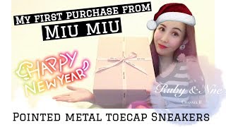 Miu Miu Pointed Metal Toecap Sneakers Unboxing Review // 名人爱的休闲鞋开箱