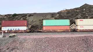 BNSF 6903 Leads Eastbound Monster Stack Train Passes Through Blue Cut CA