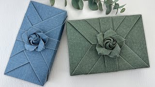 Gift Wrapping Ideas | 禮物包裝長方形 + 摺紙玫瑰花教學（Step By Step）