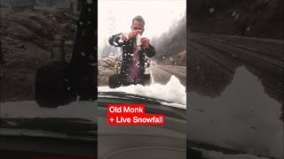 Old Monk + Live Snowfall = ? Who has tried this ? #snowfall #drinking #enjoy #chill #fun