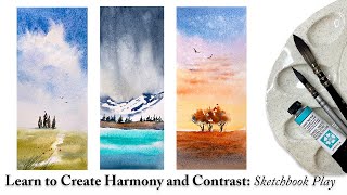 Watercolour Sketchbook Play | Loose Style Landscape Painting | Creating Harmony and Contrast