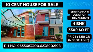 House for Sale at Edapazhanji Junction, Ph No. 9633683300,6238902198, 10 Cent, 4 Bhk, 3300 Sq Ft