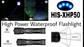 High Power Waterproof Flashlight Zoom able Focus(HIS‐XHP50Z 20W)