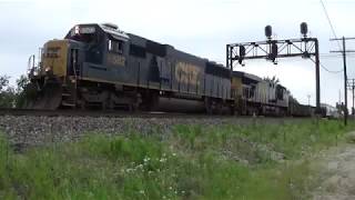 CSX SD50-3 leads a southbound manifest under the old C&O signal bridge in Risingsun, OH