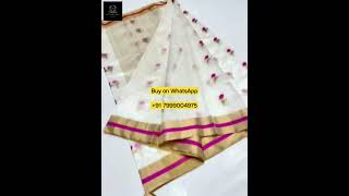 Chanderi saree fabric pattu silk saree code short 77 || #shorts