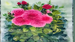 How To Paint Loose Roses In Watercolour!! How To Make Red Roses Flowers Easy!!  Red Rose Tutorial!!