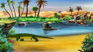 Running Alligator Animation    -    Cartoon background video   -   Motion Graphics