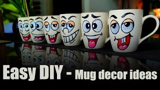 Diy Mug Decorating Ideas | Cup Art Paint | Cup Art and Craft | Cup Painting | Emoji Flower pot | MUG