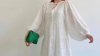 Latest frock design/Stylish Frock Designs|Winter Dress Designs 2024/White frock  Design/simple frock