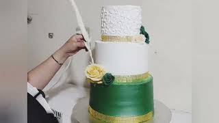 3 tier Emerald Green Wedding Cake