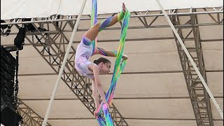 10-Year-Old Girl Performs Aerial Silks Routine to "Never Give Up" at Live After Five