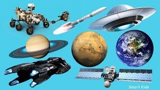 Transporte para niños | Transporte espacial | Los nombres y sonidos de transporte en Español