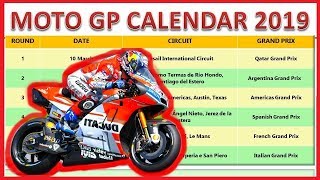 MotoGP 2019 Race Calendar - Moto GP Race schedule