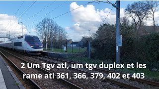 Spot en bretagne#221, 2 Um Tgv atl, um tgv duplex et les rame atl 361, 366, 379, 402 et 403