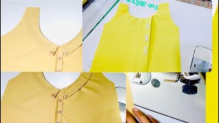 2 Simple easy techniques of cutting and sewing collar neck design beginners / easy sewing