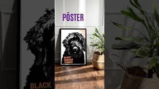 Arte canino. Póster de Black Russian Terrier. Para los amantes del Terrier Ruso negro #petepua #dog