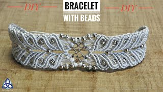 How to Macrame Bracelet With Beads Tutorial - SIMPLE Macrame Pattern