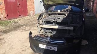 Citroen C4 (B7) самостоятельная замена рамки радиатора, снятие установка переднего бампера и фар