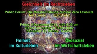 The Marshall Islands Nuclear Zero Lawsuits Public Forum from Vienna Part 1 of 2