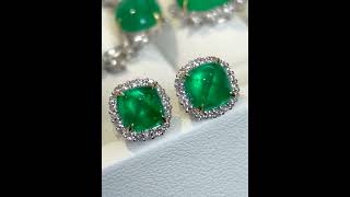 Luxury 2.5ct Natural Emerald Earring with Diamonds, Visit Our Website for More Fine/High Jewelry