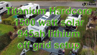 Titanium Hardcore 1500 watt solar/945ah lithium off grid setup, air conditioning, induction cooktop.