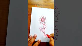 best mehndi design drawing with red jelly pen for beginner ।  hand made design drawing #mehndidesign