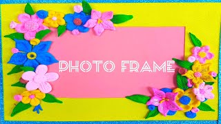 Diy how to make clay photoframe#cardboard picture frame#how to make clay flower athome#easyclaycraft