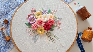 프랑스자수 l 입체 꽃다발 자수 3D flower bouquet embroidery