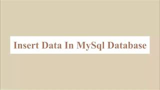 How To insert data in database