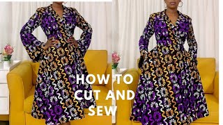 WARPED FLARE GOWN WITH SHAWL COLLAR TUTORIAL/PUFF SLEEVE DRESS