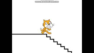 Scratch cat falls down the stairs