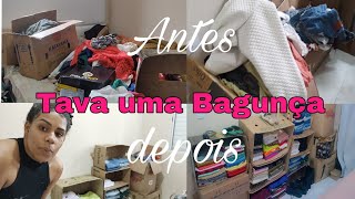 Improvisei um Guarda roupa de caixa de papelão / Organizando sem Frescura