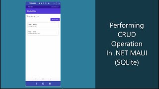 Performing CRUD Operation In .NET MAUI (SQLite)