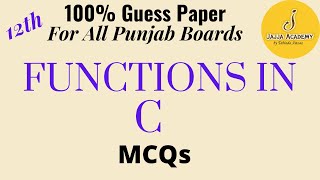 Functions In C| Computer Solved Past Papers for 2nd Year 2022| Important MCQs| Ch 13