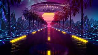 Hovering Spaceship - Neon Retrowave/Synthwave Motion Graphics Background Video